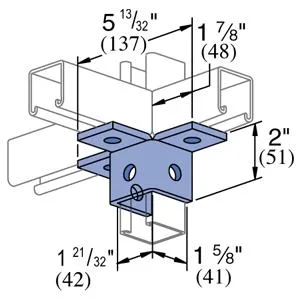 Zinc Plated Triple Wing Connector for 1-5/8" Strut Channel General Fittings